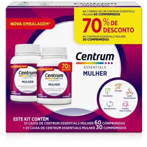 Kit Centrum Essentials Mulher 60+30 Comprimidos