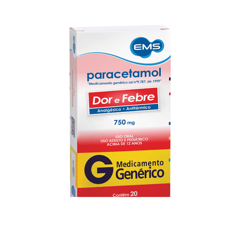 Paracetamol 750mg com 20 comprimidos EMS