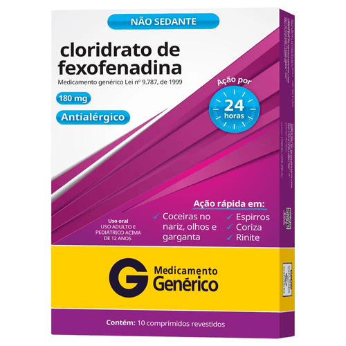Cloridrato de Fexofenadina 180mg com 10 Comprimidos Cimed