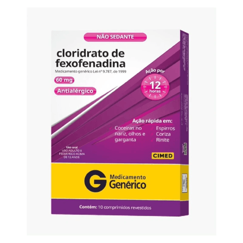 Cloridrato de Fexofenadina 60mg com 10 Comprimdios Cimed