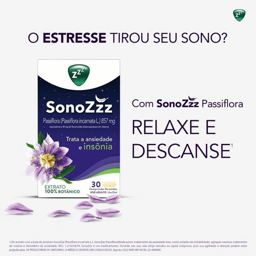 SonoZzz Vick Passiflora 857mg com 30 Comprimidos