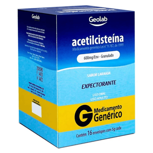 Acetilcisteina 600mg Sabor Laranja Envelope Com 16