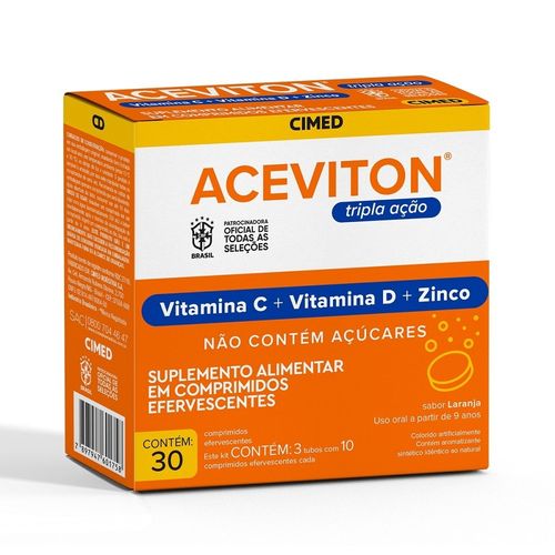 Aceviton Tripla Açao com 30 Comprimidos Efervescente