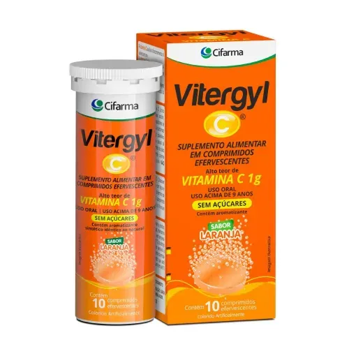 Vitamina C Vitergyl C 1G com 10 Comprimidos Efervescentes