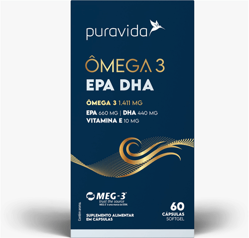 Omega 3 EPA DHA com 60 capsulas Puravida