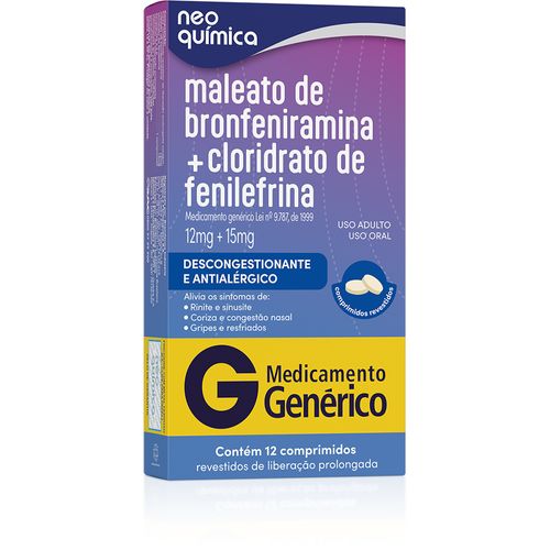 Bronfeniramina+fenilefrina com 12 comprimidos