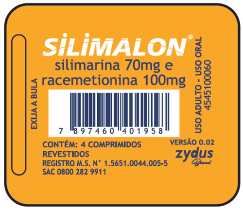 Silimalon 100mg + 70mg com 4 comprimidos revestidos