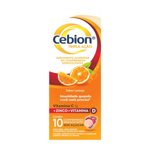 Vitamina C D e Zinco Cebion com 10 Comprimidos Efervescentes