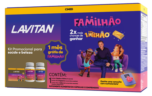Kit Suplemento Alimentar Lavitan Familhão com A-Z Original 60 Cápsulas + A-Z Mulher 60 Cápsulas +  Cabelos e Unhas 30 Cápsulas