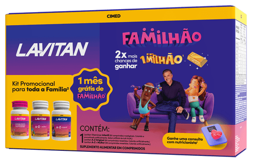 Kit Suplemento Alimentar Lavitan Familhão com A-Z Original 60 Cápsulas + A-Z Mulher 60 Cápsulas + Infantil 60 Cápsulas
