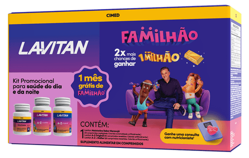 Kit Suplemento Alimentar Lavitan Familhão com A-Z Original 60 Cápsulas + A-Z Mulher 60 Cápsulas + Melatonina 60 Cápsulas