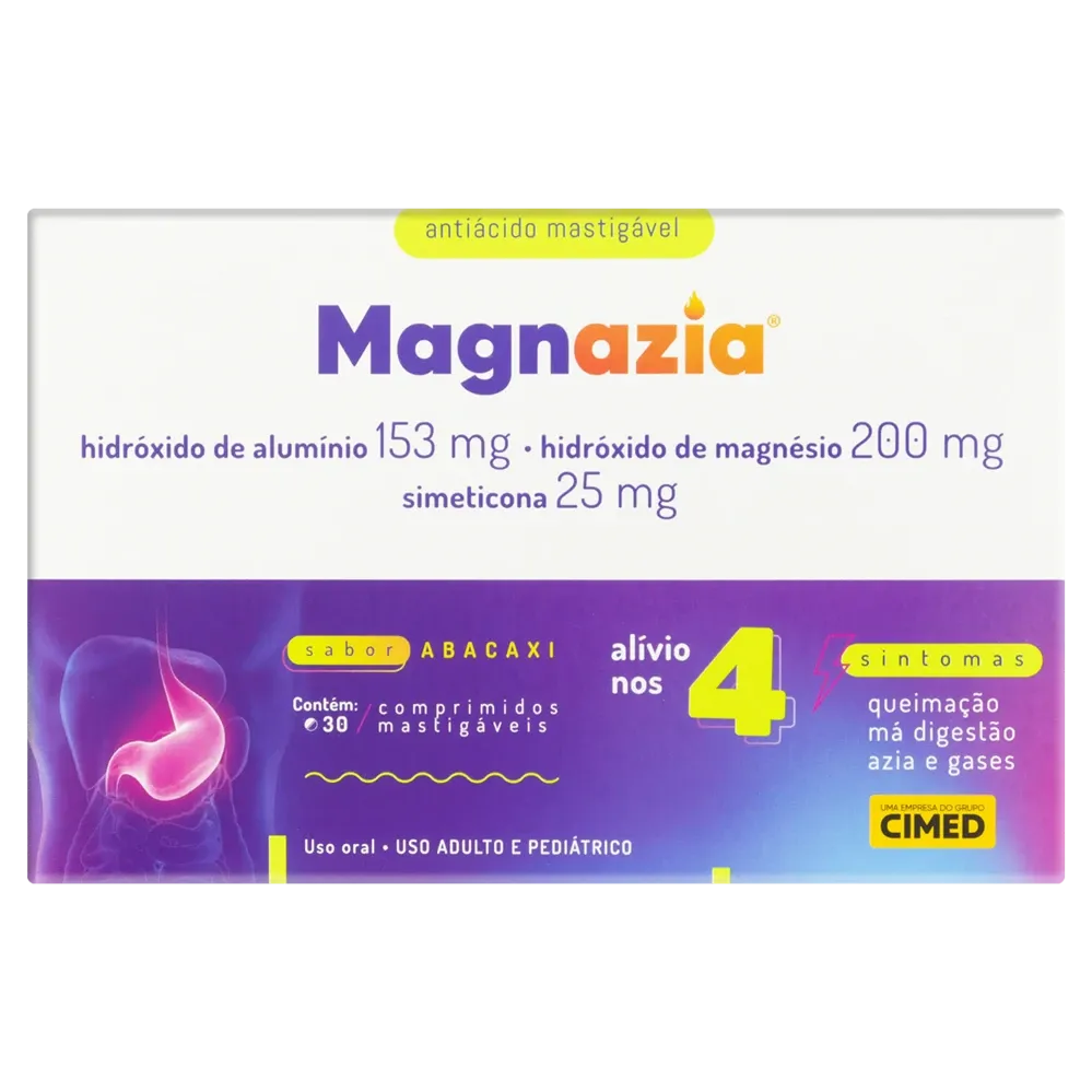 Magnazia abacaxi com 30 comprimidos mastigáveis