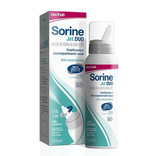 Sorine Jet Duo 0,9% Bico 2 em 1 Soluçao Nasal 100ml