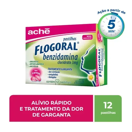 Flogoral Cereja com 12 Pastilhas