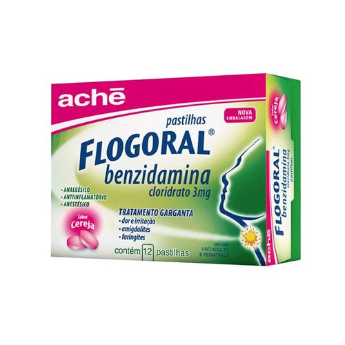 Flogoral Cereja com 12 Pastilhas