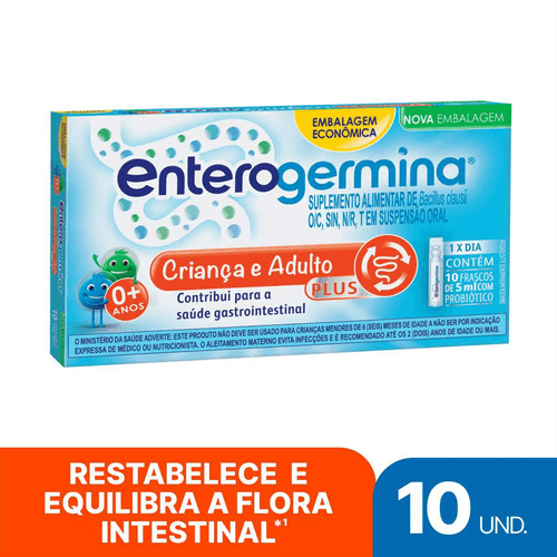 Probiótico Enterogermina Plus com 10 Flaconetes de 5ml Sanofi