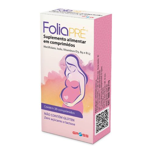 Suplemento Alimentar Foliapré com 30 Comprimidos