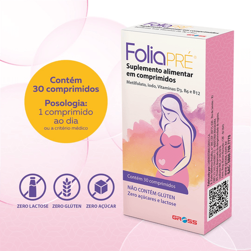 Suplemento Alimentar Foliapré com 30 Comprimidos