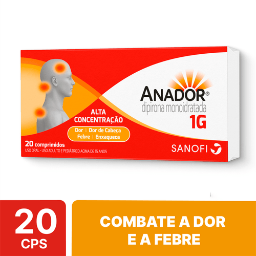 Analgésico e Antitérmico Anador 1g com 20 Comprimidos