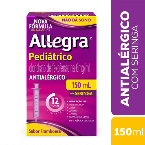 Antialérgico Allegra Pediátrico 6mg/ml com Seringa 150ml Sanofi