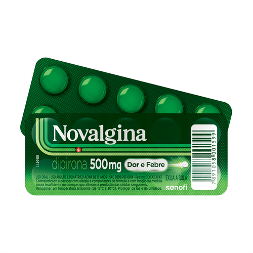Analgésico e Antitérmico Novalgina 500mg com 10 Comprimidos Sanofi