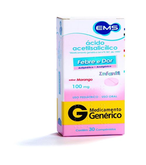 Ácido Acetilsalicílico 100mg com 30 comprimidos EMS