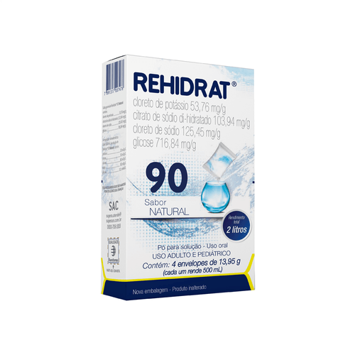Rehidrat 90 Sabor Natural Pó com 4 Envelopes