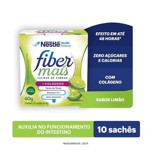Regulador Intestinal FiberMais Colágeno Mix de Fibras Sabor Limão com 10 Sachês 60g