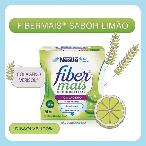 Regulador Intestinal FiberMais Colágeno Mix de Fibras Sabor Limão com 10 Sachês 60g