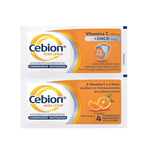 Vitamina C e Zinco Cebion com 4 Comprimidos Mastigavein