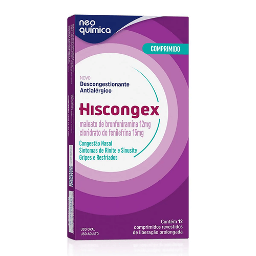 Hiscongex 12+15mg com 12 Comprimidos