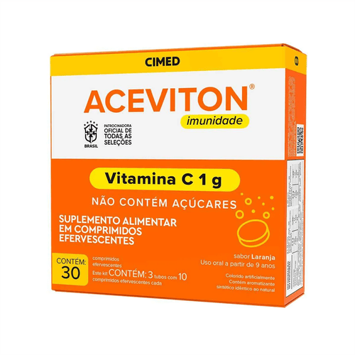 Vitamina C Aceviton Imunidade 1g com 30 Comprimidos Efervescentes