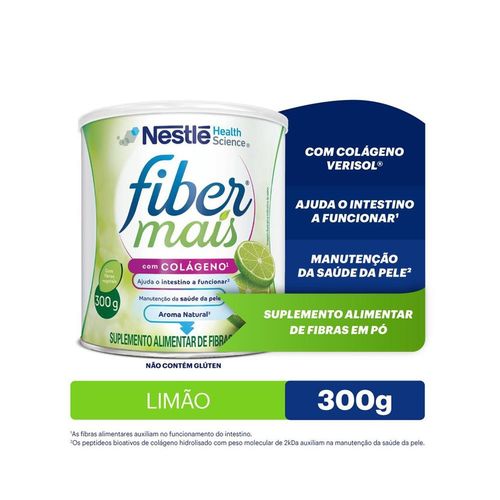 Suplemento Alimentar de Fibras Fibermais Colágeno Mix de Fibras Sabor Limão 300g