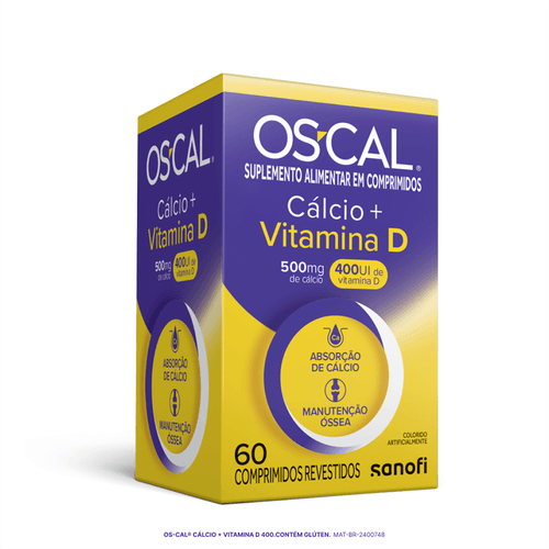 OS-CAL D 500mg + 400ui com 60 Comprimidos Sanofi