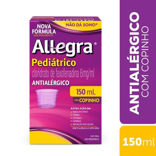 Antialérgico Allegra Pediátrico 6mg/ml com Copinho Dosador 150ml Sanofi
