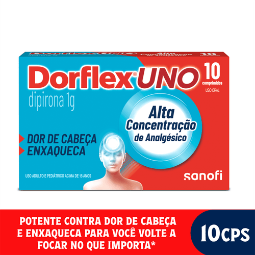 Analgésico Dorflex Uno Enxaqueca 1g com 10 Comprimidos Sanofi