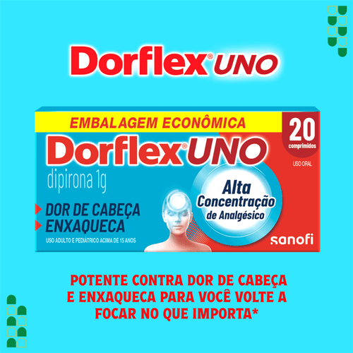 Analgésico Dorflex Uno Enxaqueca 1g com 20 Comprimidos Sanofi