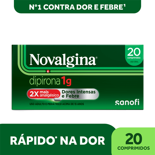 Analgésico e Antitérmico Novalgina 1g com 20 Comprimidos Sanofi