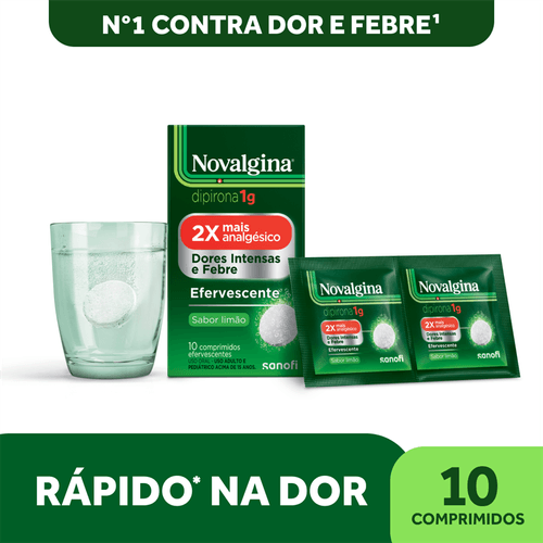 Analgésico e Antitérmico Novalgina 1g com 10 Comprimidos Efervescentes Sanofi