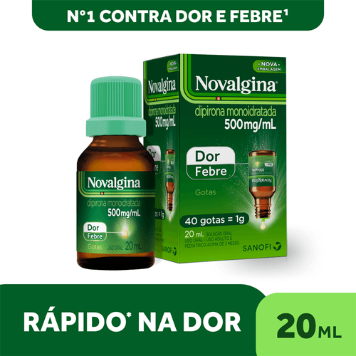 Analgésico e Antitérmico Novalgina 500mg Gotas 20ml Sanofi