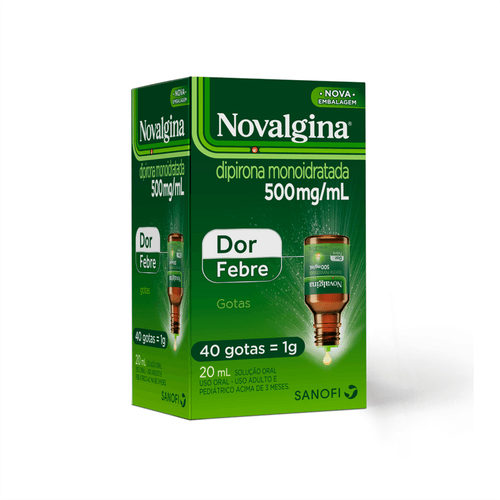 Analgésico e Antitérmico Novalgina 500mg Gotas 20ml Sanofi