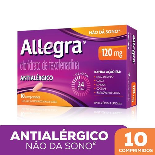 Antialérgico Allegra 120mg com 10 Comprimidos Sanofi