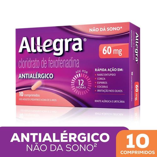 Antialérgico Allegra 60mg com 10 Comprimidos Sanofi