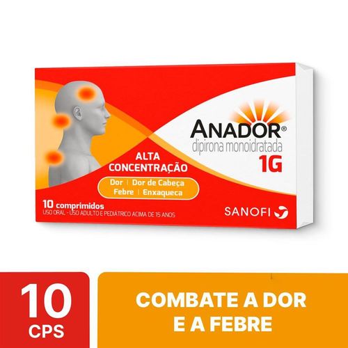 Analgésico e Antitérmico Anador 1g com 10 Comprimidos Sanofi