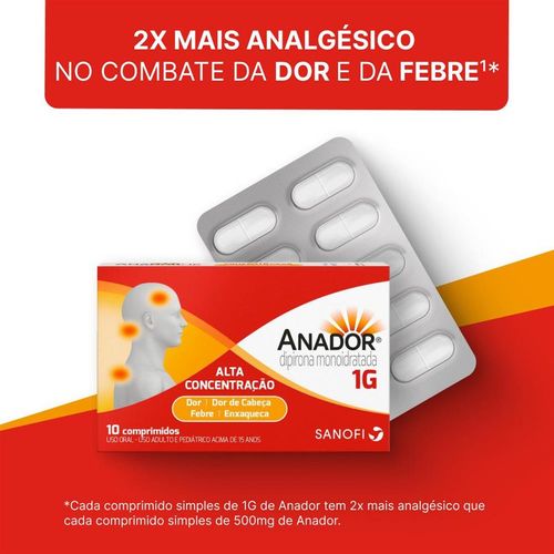 Analgésico e Antitérmico Anador 1g com 10 Comprimidos Sanofi
