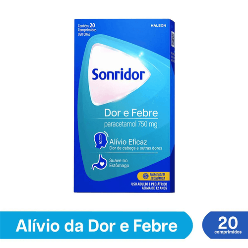 Sonridor Dor e Febre Paracetamol 750mg com 20 Comprimidos