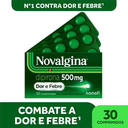 Analgésico e Antitérmico Novalgina 500mg com 30 Comprimidos Sanofi