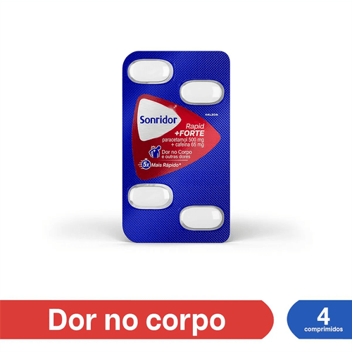 Sonridor Rapid Forte Paracetamol 500mg + Cafeína 65mg com 4 Comprimidos