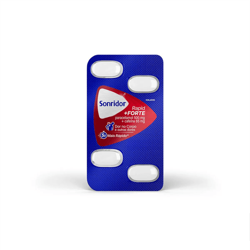 Sonridor Rapid Forte Paracetamol 500mg + Cafeína 65mg com 4 Comprimidos