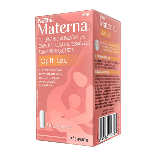 Suplemento Alimentar com Lactobacillus Materna Opti-Lac com 30 Cápsulas